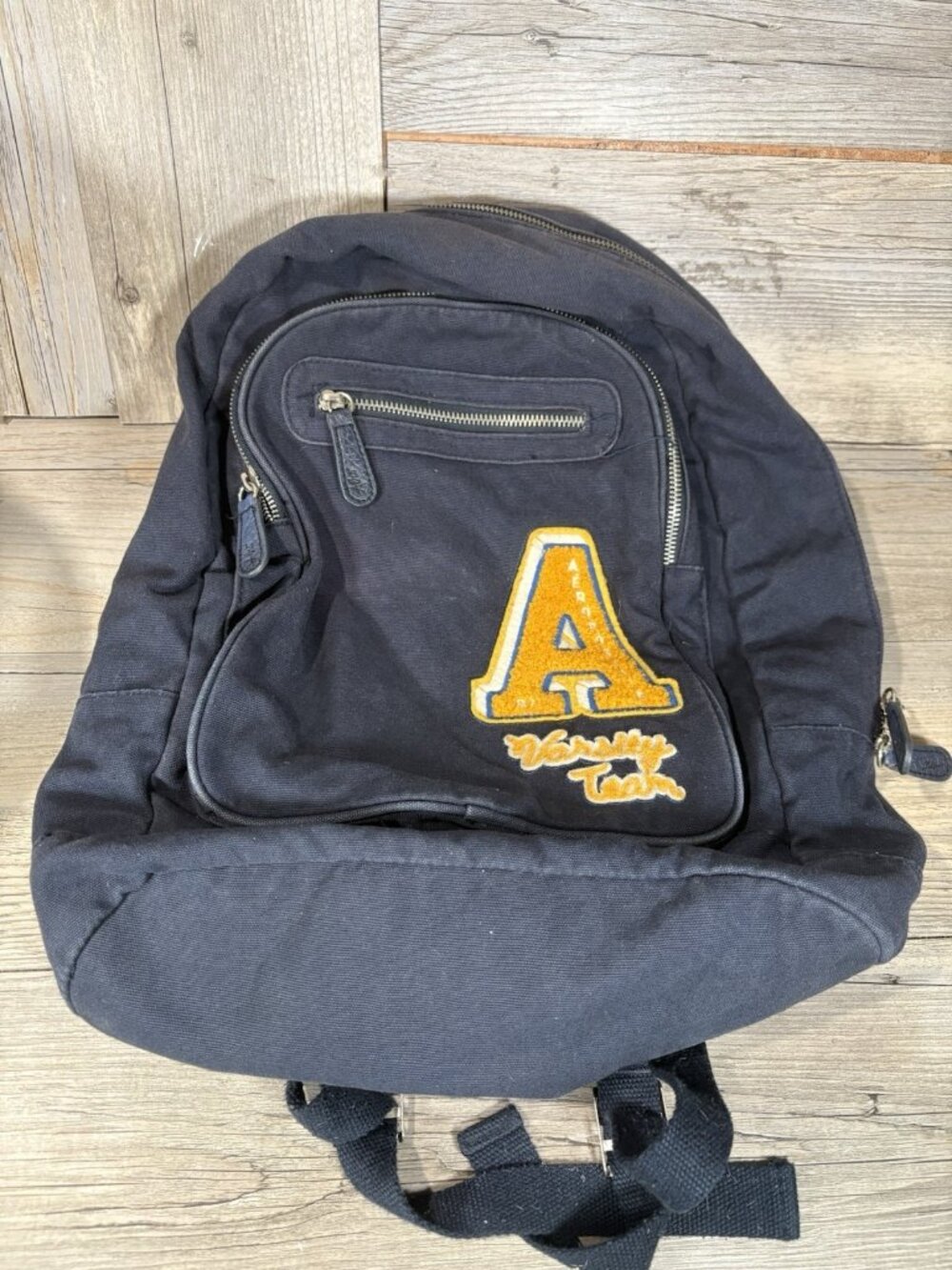 Aeropostale Varsity Team Backpack Book Bag Blue Canvas Appliquéd Felt Letter Y2K